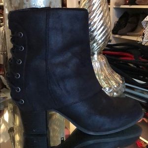 Black high heeled booties